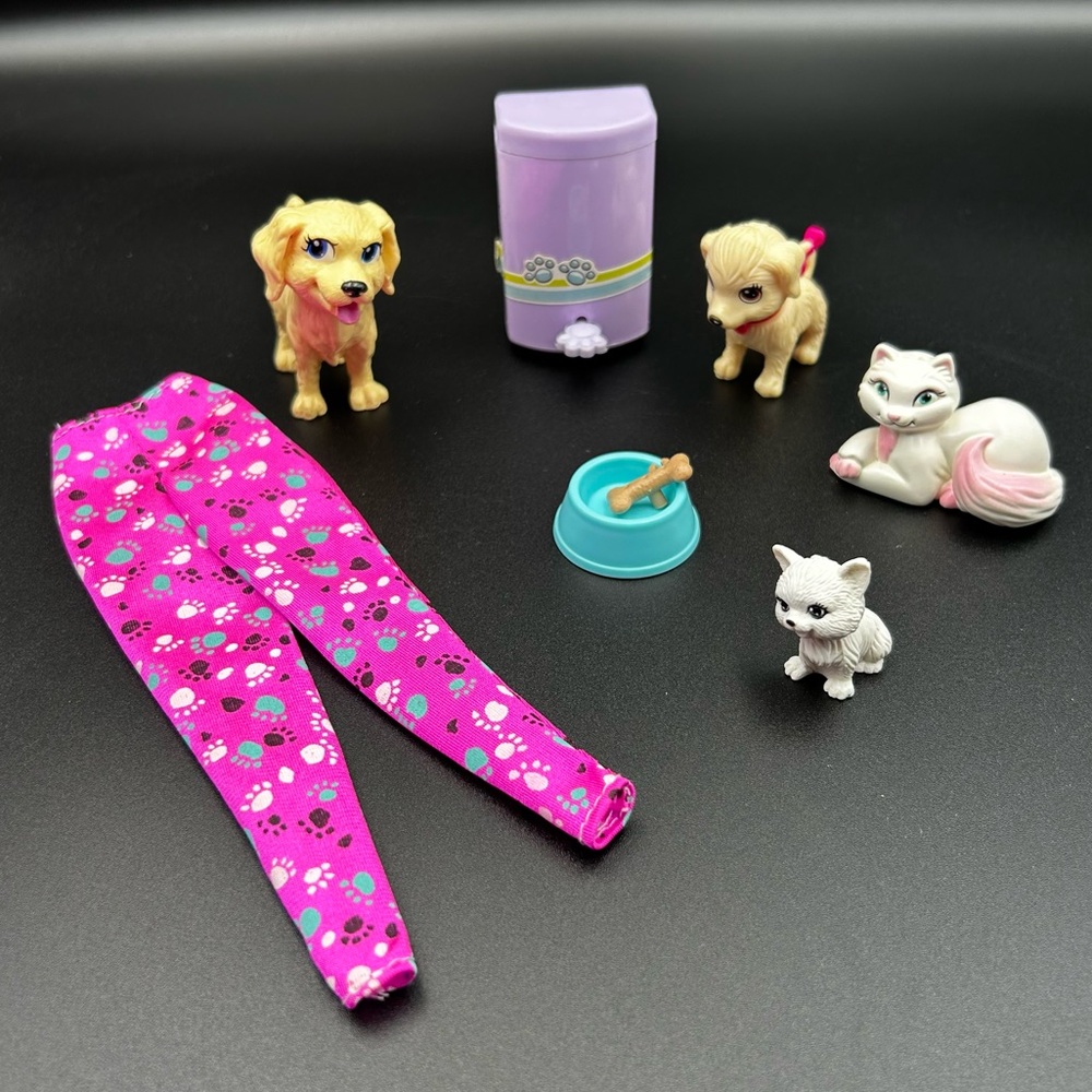 Barbie Pets Dogs Cats Golden Retriever Accessories Paw Pants Lot of 8